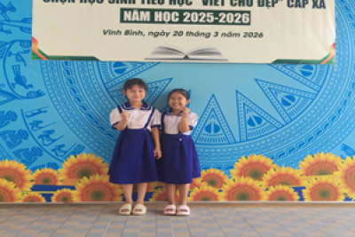Bài viết về Hội thi vở sạch chữ đẹp của trường Tiểu học Vĩnh Bình Bắc 3, năm học 2025-2026